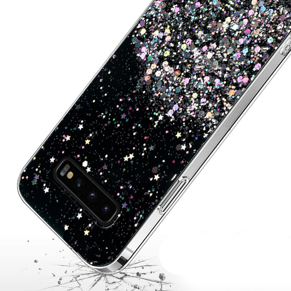 Telefontok a Samsung Galaxy S10 Plus, Glittery, fekete