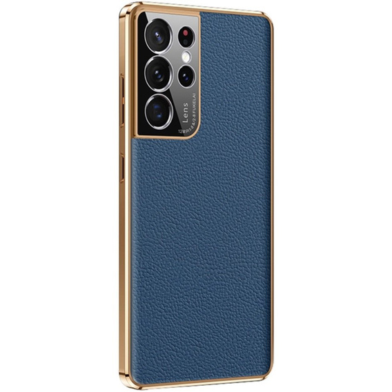 Telefontok a Samsung Galaxy S23 Ultra, Cowhide Leather, sötétkék