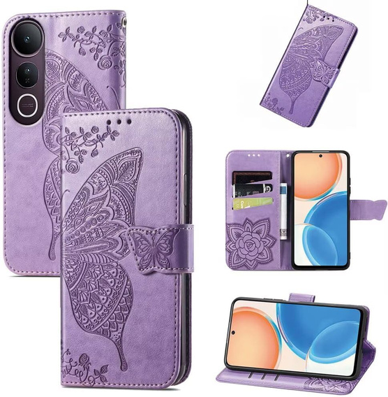Pattintható tok a Vivo V50 Lite 4G / 5G, Butterfly, lila
