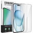 2x edzett üveg a iPhone 15 Plus, ERBORD 9H Hard Glass a képernyőn