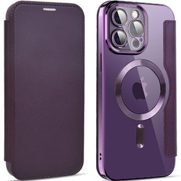 Pattintható tok a iPhone 14 Pro Max, RFID Wallet MagSafe CamShield, lila