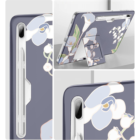 Telefontok a Samsung Galaxy Tab S7 FE, Suritch Full Body Flowers, szürke