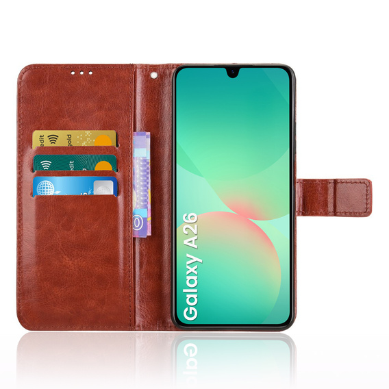 Pattintható tok a Samsung Galaxy A26, Crazy Horse Wallet, barna