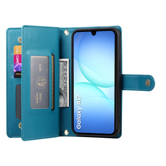 Wallet Zipper Pocket flip tok Samsung Galaxy A17 5G, Wallet Zipper Pocket, kék