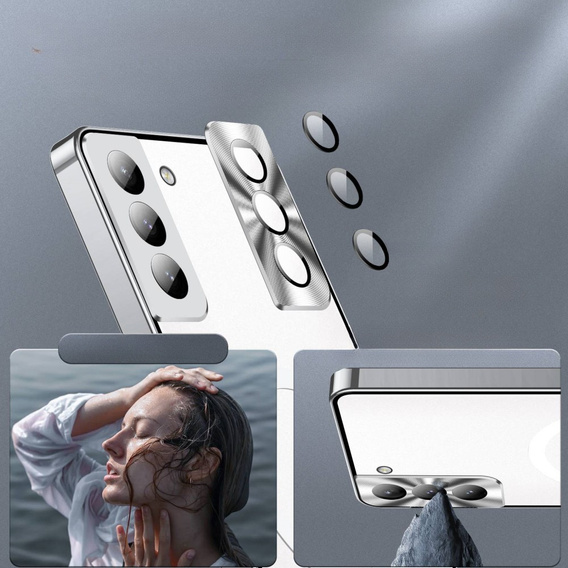 Kameravédő tok Samsung Galaxy S21 FE 5G, CamShield MagSafe, átlátszó / ezüst