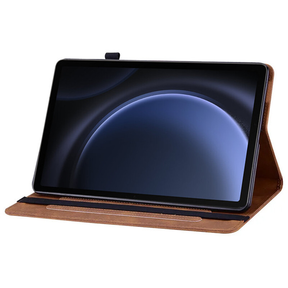 Tok Samsung Galaxy Tab S10 Lite / S10 FE / S9 FE, Wallet Pen Slot, barna