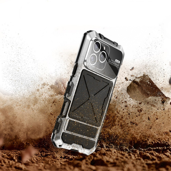 Páncélozott tok a iPhone 16 Pro, R-JUST, ezüst