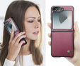 Tojás Samsung Galaxy Z Flip7 FE / Z Flip6, CASEME Litchi Leather, piros