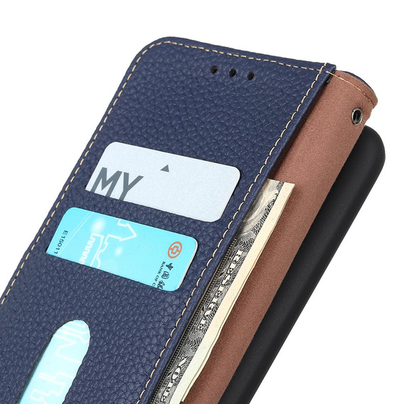 KHAZNEH RFID tok Xiaomi Poco F6, Litchi textúra, kék