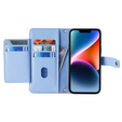 Pattintható tok a iPhone 15 Pro, Wallet Zipper Pocket, kék