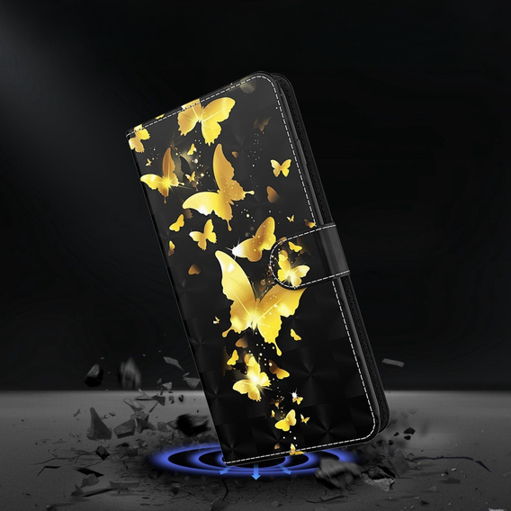 Pattintható tok a Oppo A17, Wallet, Butterflies arany