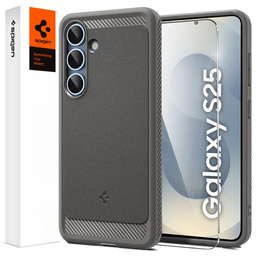 A Spigen tok Samsung Galaxy S25, Rugged Armor MagSafe, szürke + edzett üveg 9H