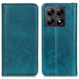 Telefontok a Xiaomi 14T, Wallet Litchi Leather, zöld