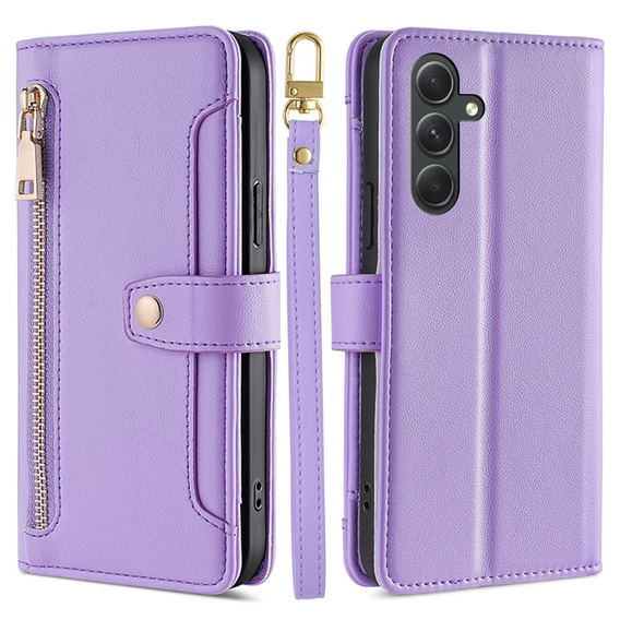 Pattintható tok a Samsung Galaxy A54 5G, Wallet Zipper Pocket, lila