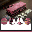 CASEME tok Samsung Galaxy A56 5G, Retro Leather Wallet, szíjjal, piros