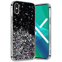 Telefontok a iPhone X/XS, Glittery, fekete