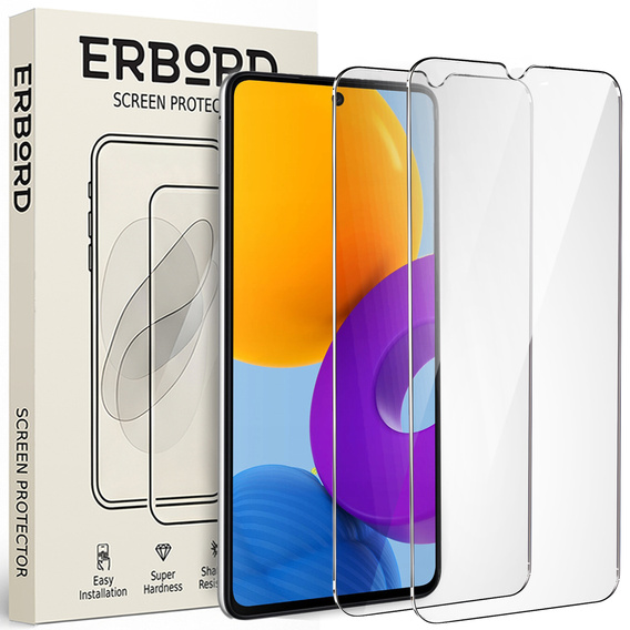 2x edzett üveg a Samsung Galaxy M52, ERBORD 9H Hard Glass a képernyőn