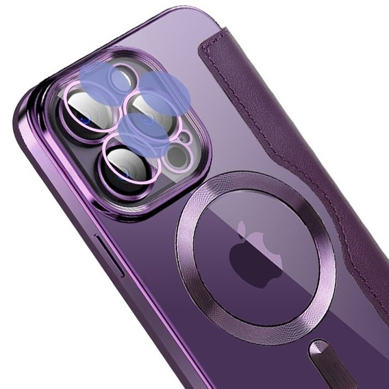 Pattintható tok a iPhone 14 Pro, RFID Wallet MagSafe CamShield, lila