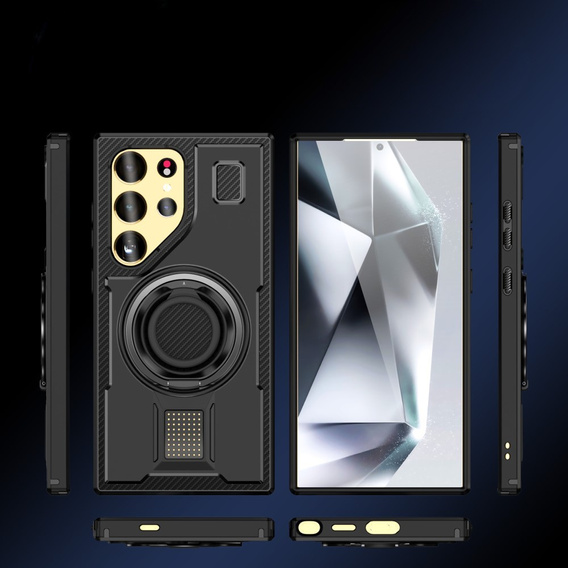 Telefontok a Samsung Galaxy S25 Ultra, Kickstand Ring, fekete