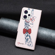 Pattintható tok a Motorola Moto G53 5G / G23 / G13, Wallet, giraffe, rózsaszín