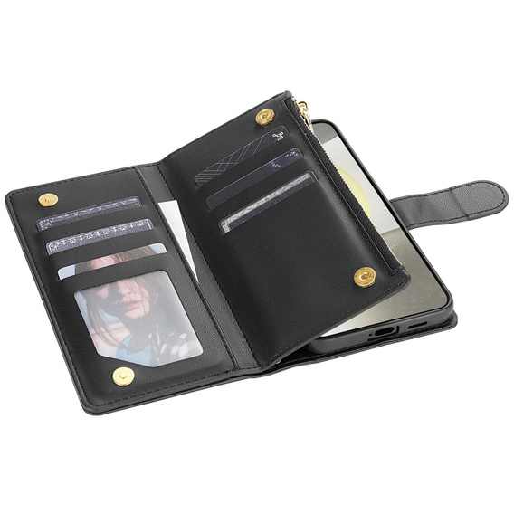 Flap tok Samsung Galaxy A56 5G, Rhombus Crossbody Leather, fekete