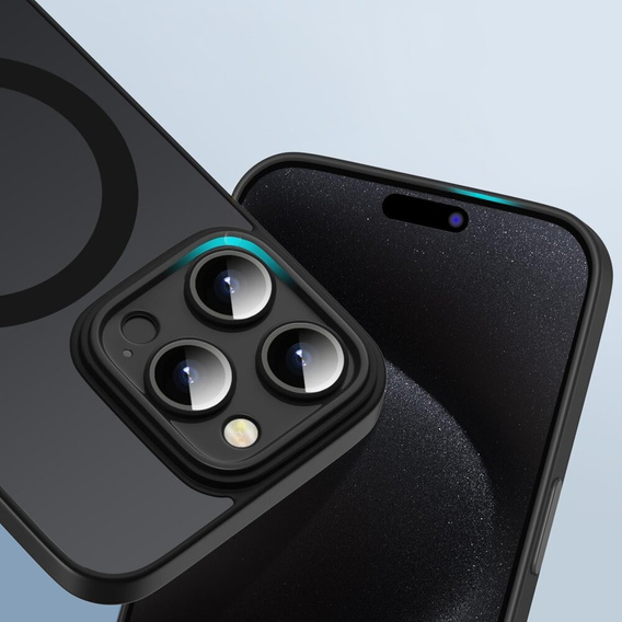Tok iPhone 15 Pro Max-hoz, MagSafe, ERBORD Matt Case, fekete + képernyőüveg