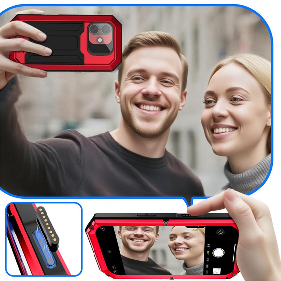 R-JUST páncélozott tok képernyővédővel és állvánnyal iPhone 17-hez