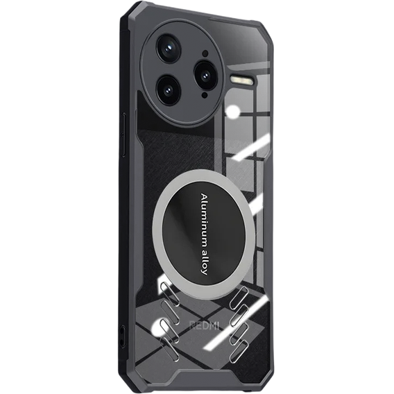 Tok Xiaomi Poco F7 Ultra, mágneses lemezzel, átlátszó / fekete