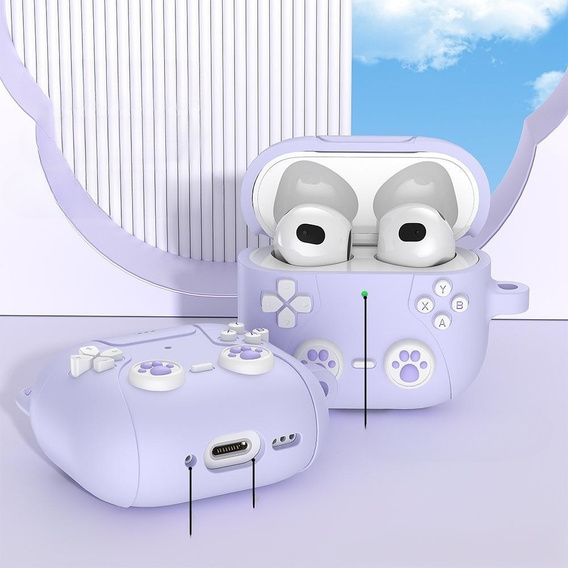 Szilikon tok macskamancs motívummal és kulcstartóval Apple AirPods Pro 3 készülékhez