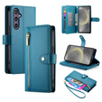 Pattintható tok a Samsung Galaxy S25+ Plus, Wallet Zipper Pocket, kék