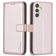 Pattintható tok a Samsung Galaxy A25 5G, BINFEN Wallet, rózsaszín rose gold + 9H üveg 