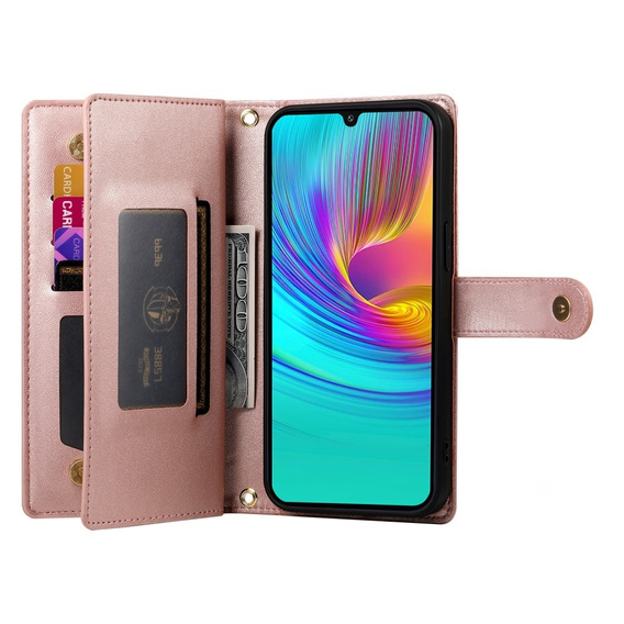 Pattintható tok a Samsung Galaxy A36 5G, Wallet Zipper Pocket, rózsaszín