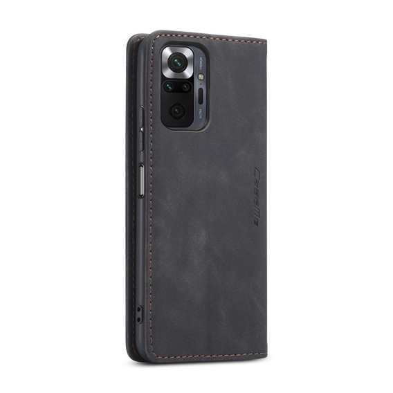 CASEME tok Xiaomi Redmi Note 10 Pro, Leather Wallet Case, fekete