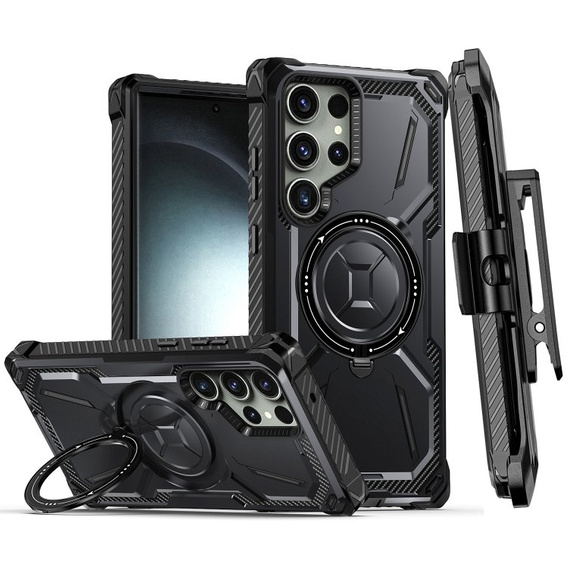 Telefontok a Samsung Galaxy S23 Ultra, Heavy Duty Ring Belt Clip, fekete
