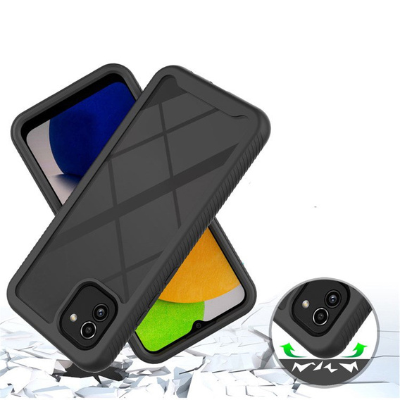 Tok Samsung Galaxy A03 készülékhez, Shockproof, fóliával, fekete