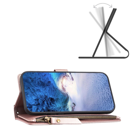 Pattintható tok a Samsung Galaxy A25 5G, Wallet Zipper Pocket, fekete