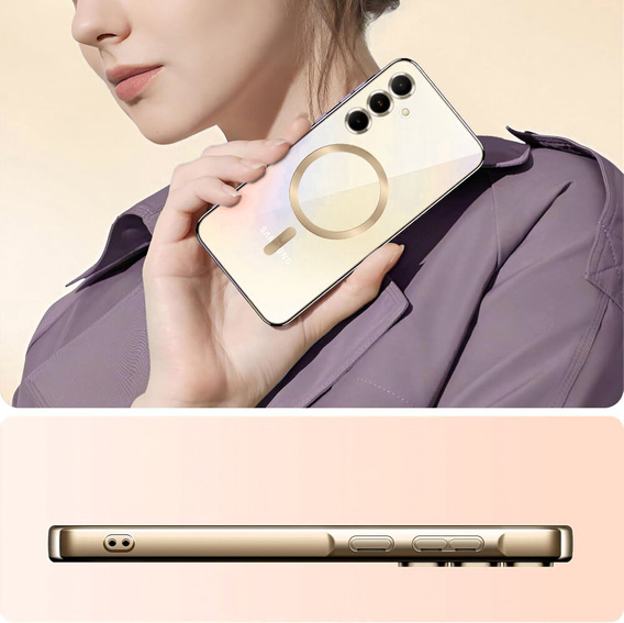 Tok Samsung Galaxy A15 4G/5G-hoz, Electro MagSafe, arany + üveg a képernyőhöz