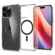 MagSafe Spigen tok iPhone 16 Pro, Ultra Hybrid, átlátszó / szürke + 9H edzett üveg