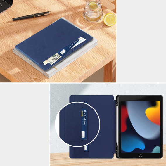 Tok iPad 10.2 2021 / 2020 / 2019, Business Card and Pen Slotl, kék