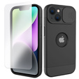 ERBORD MagSafe Cam Slider tok, fekete + képernyővédő üveg iPhone 13 / iPhone 14 készülékekhez