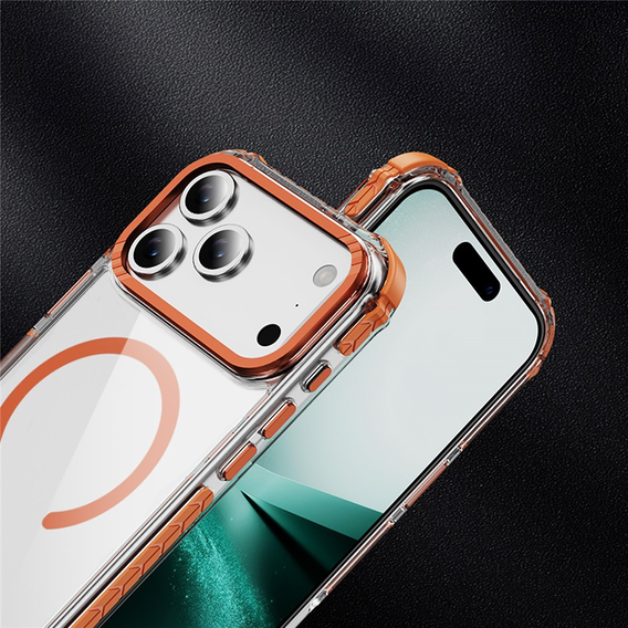 Páncélozott tok MagSafe átlátszó, narancssárga oldallal iPhone 17 Pro készülékhez