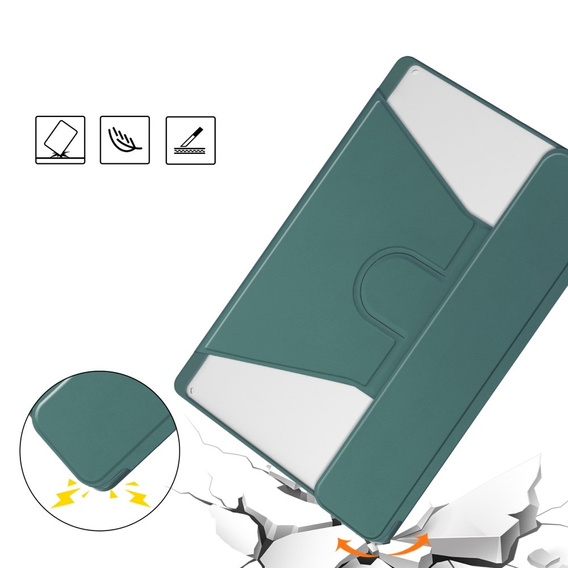 Billentyűzet tok Lenovo Tab M11, Rotary 360° Leather, sötétzöld