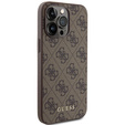 GUESS Telefontok a iPhone 15 Pro Max, 4G Metal Gold Logo, barna