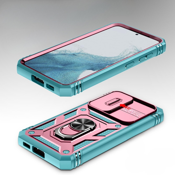 Telefontok a Samsung Galaxy S23, CamShield Slide, rózsaszín / zöld