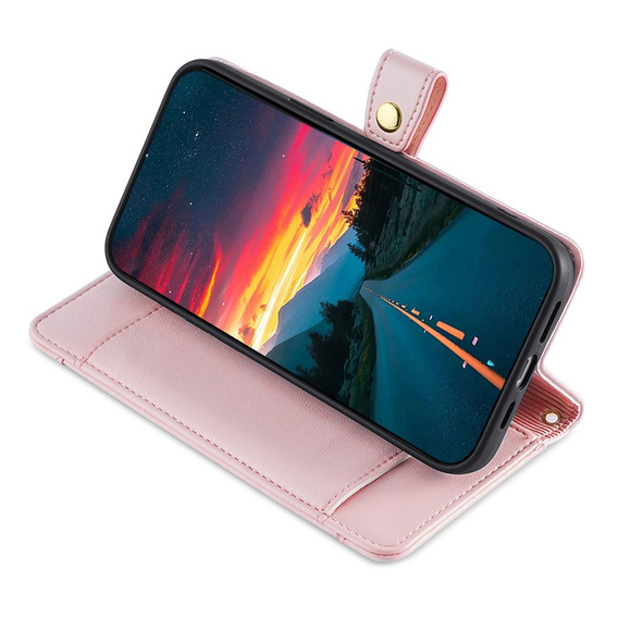 Pattintható tok a Oppo Reno 11F 5G, Wallet Zipper Pocket, rózsaszín