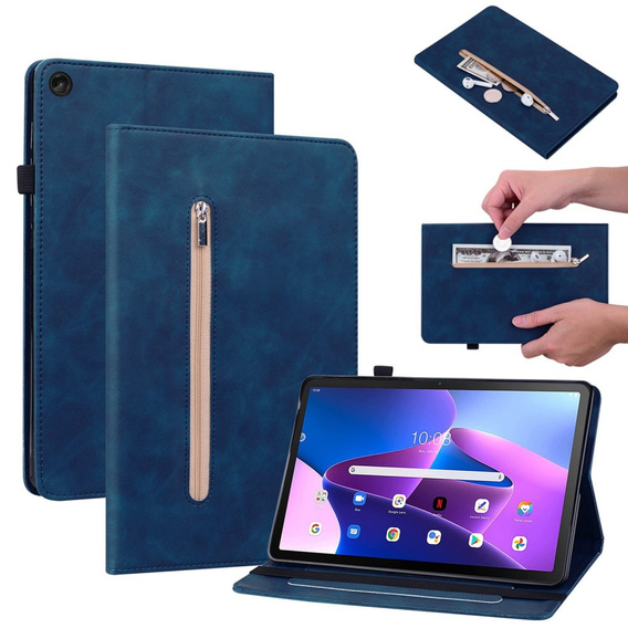 Tok Lenovo Tab M10 10.1 Gen 3, Wallet Pen Slot, kék
