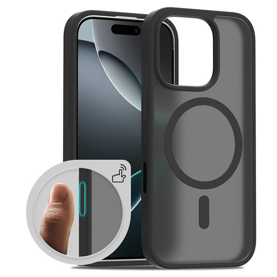ERBORD MagSafe tok iPhone 16 Pro-hoz, Matte Case, aktív gomb, matt / fekete