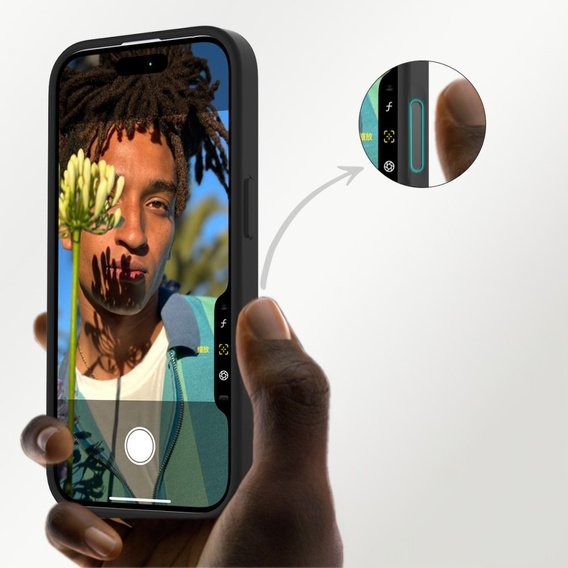 ERBORD MagSafe tok iPhone 16 Pro-hoz, Matte Case, aktív gomb, matt / fekete