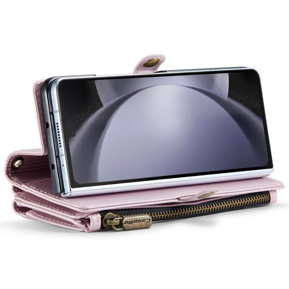 Tok CASEME Samsung Galaxy Z Fold6 5G, RFID Leather Wallet, vállpánttal, rózsaszín