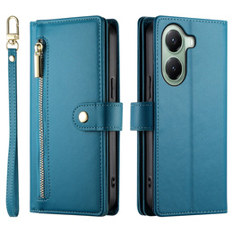Pattintható tok a Xiaomi Poco X7 Pro 5G, Wallet Zipper Pocket, kék